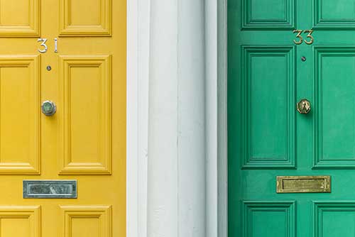 yellow and green external doors