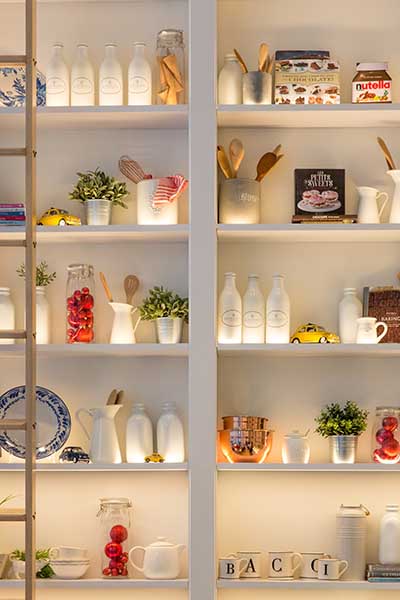 open shelves