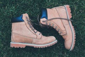 workboots on lawn